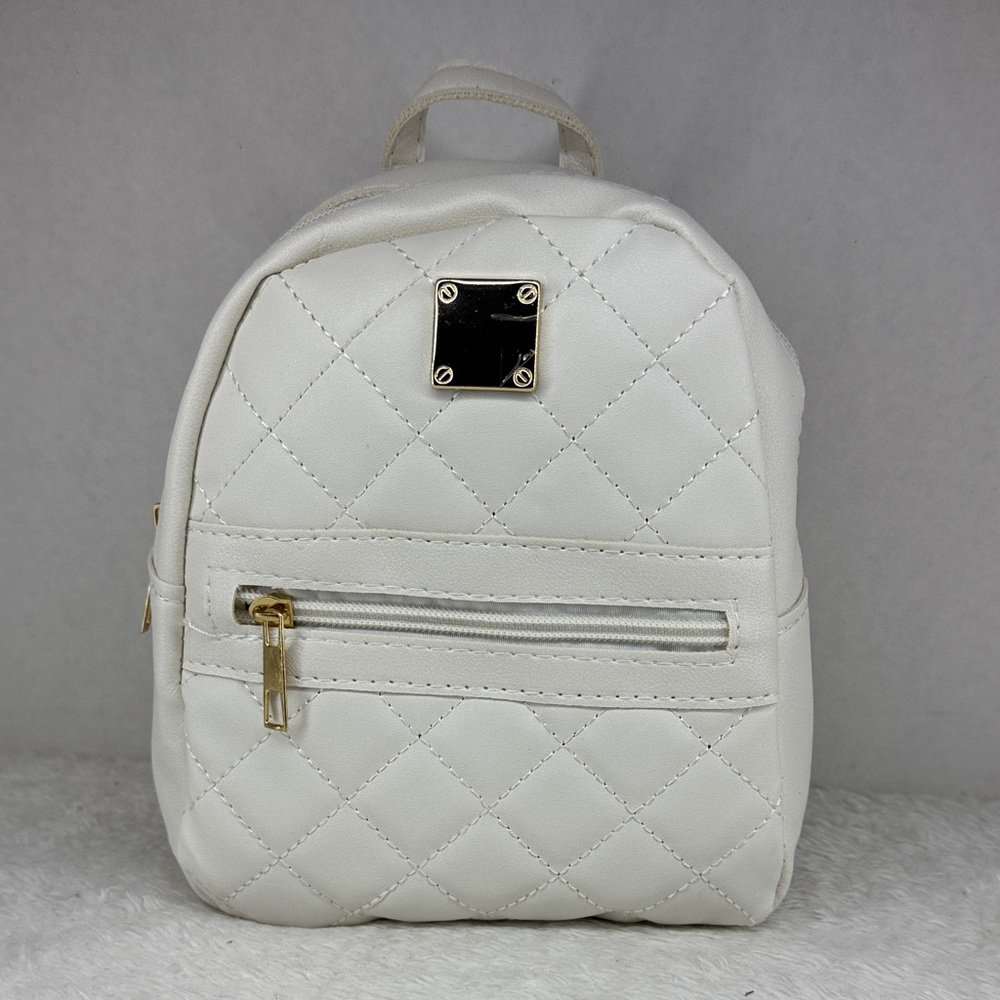 Elegant White Quilted Backpack